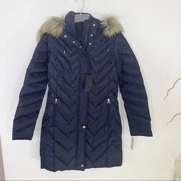 MARC NEW YORK Roxbury Matte Satin Puffer Coat Navy XS NWT - Picture 12 of 15